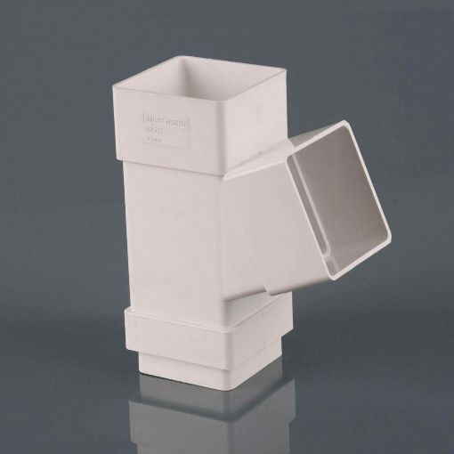 Picture of Rainwater 65mm Square Downpipe 112 1/2 deg Downpipe Branch Arctic White 