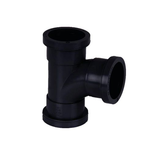 Picture of 40mm Push-Fit Waste Polypropylene 92 1/2 deg Swept Tee Black 