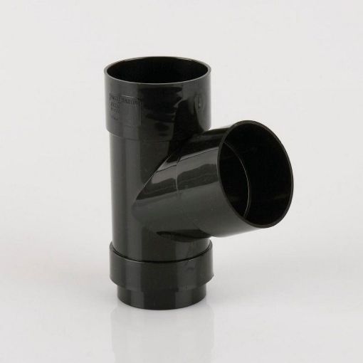 Picture of Rainwater 68mm Round Downpipe 112 1/2 deg Downpipe Branch Black 