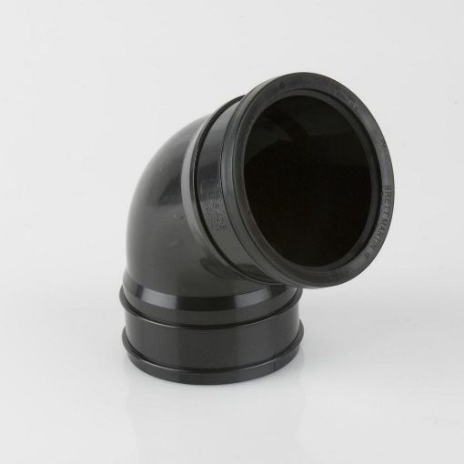 Picture of Brett Martin 110mm Push Fit Soil 112 1/2 deg S/S Offset Bend Black