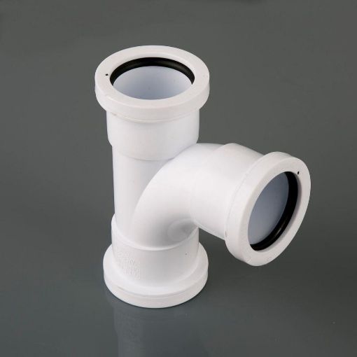 Picture of 40mm Push-Fit Waste Polypropylene 92 1/2 deg Swept Tee White 