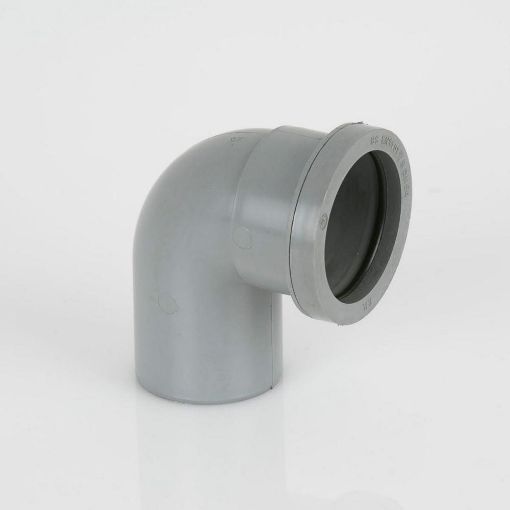 Picture of 40mm Push-Fit Waste Polypropylene 90 deg Conversion Bend Grey 