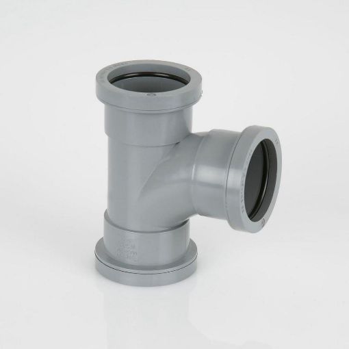 Picture of 40mm Push-Fit Waste Polypropylene 92 1/2 deg Swept Tee Grey 
