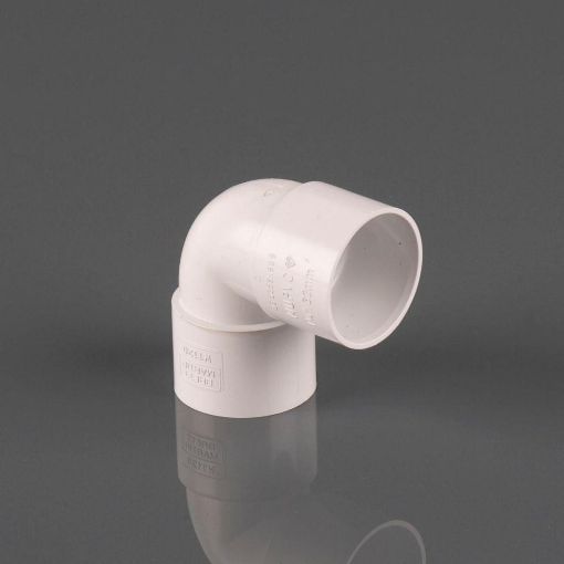 Picture of 32mm Solvent Waste 90 deg Solvent Knuckle Bend White Polar 