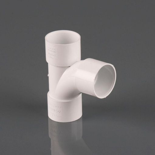 Picture of 32mm Solvent Waste 92 1/2 deg Solvent Swept Tee White Polar 