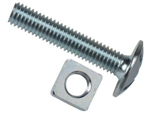 Picture of M6 x 16mm Roofing Bolts with Square Nuts - Zinc Plated - Bag 25