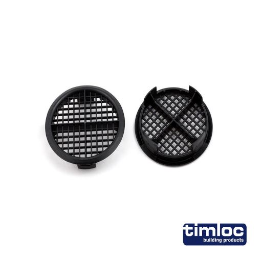 Picture of Push-in round soffit vent 70mm diameter black