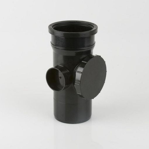 Picture of 110mm Push Fit Soil Single Socket Access Pipe Black 