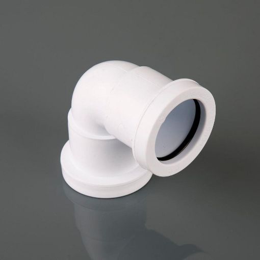 Picture of 32mm Push-Fit Waste Polypropylene 90 deg Knuckle Bend White 