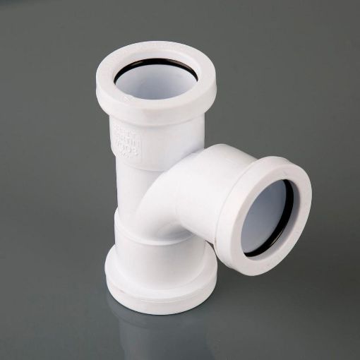 Picture of 32mm Push-Fit Waste Polypropylene 92 1/2 deg Swept Tee White 