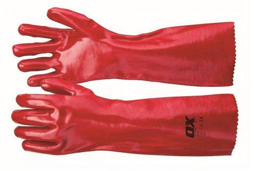 Picture of OX Red PVC Gauntlets - Size 10 (XL)