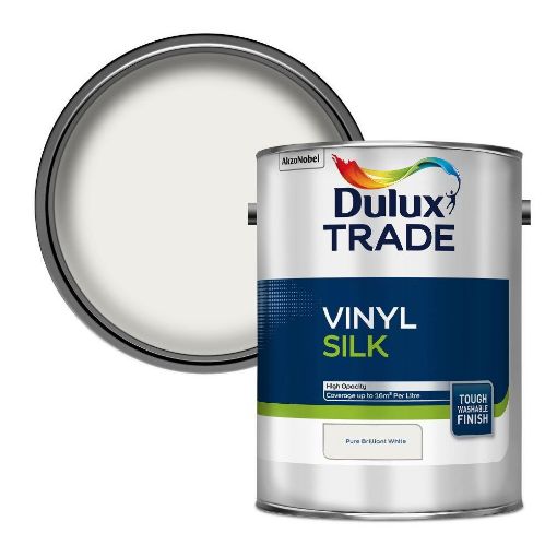 Picture of Dulux Trade Vinyl Silk Pure Brilliant White 5L
