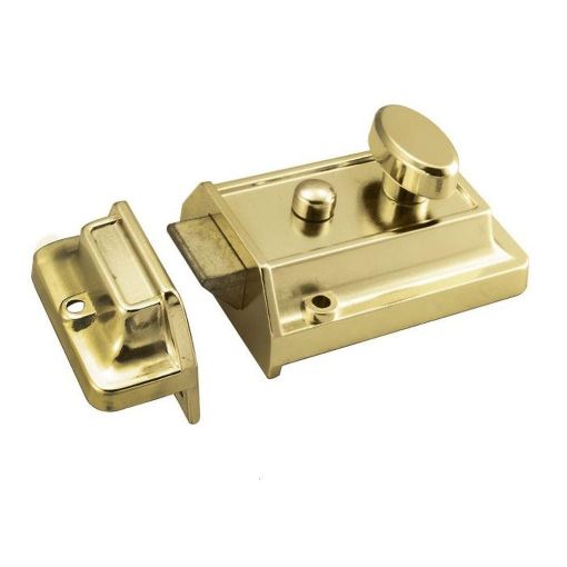 Picture of RIM CYLINDER NIGHTLATCH TRADITIONAL STYLE ( 60MM ) C/W BRASS CYLINDER ELECTRO BRASSED