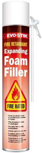 Picture of EVO-STIK EXPANDING POLYURETHANE FIRE RETARDANT FOAM FILLER Straw B1 Pink 700 ml