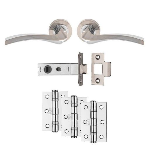 Picture of Carlisle Brass Sines Latch Pack - Ultimate Door Pack - Satin Nickel/Polished Chrome