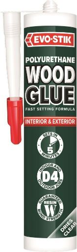 Picture of EVO-STIK RESIN 'W'   5 MINUTE  POLYURETHANE WATERPROOF WOOD ADHESIVE D4 Clear C20