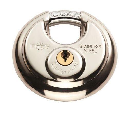 Picture of Carlisle Brass 70Mm Stainless Steel Disc Padlock 3 Keyed To Differ - Satin Stainless Steel